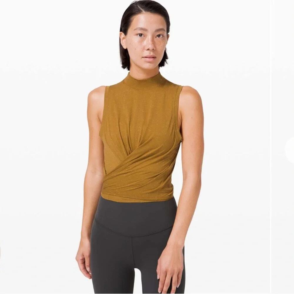 Lululemon Time to Restore Mock Neck Tank Bronze Sz 6 NWT